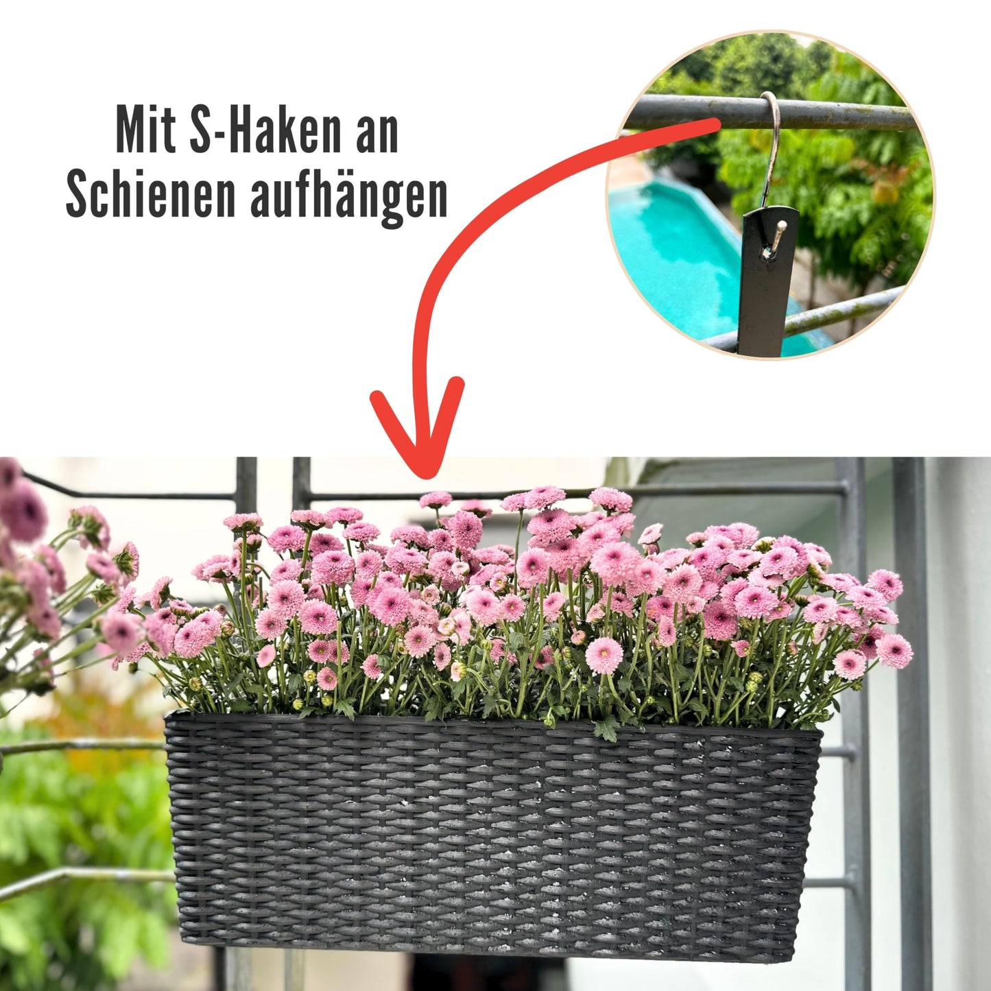 LaLaGreen Outdoor Wall Planters (20 Inch, 4 Pack) Wall Mounted Self Watering System Window Flower Boxes with Bracket, White Rectangular Plant Pot Container Indoor Modern Garden Herb Kitchen Home Decor