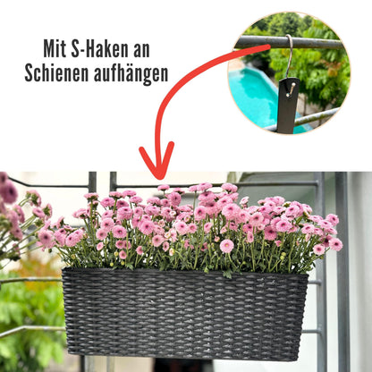 LaLaGreen Outdoor Wall Planters (20 Inch, 4 Pack) Wall Mounted Self Watering System Window Flower Boxes with Bracket, White Rectangular Plant Pot Container Indoor Modern Garden Herb Kitchen Home Decor