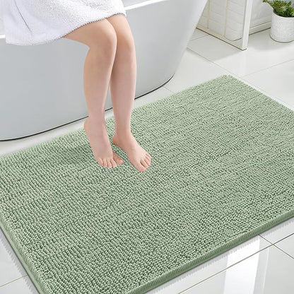 OLANLY Large Bathroom Rugs 47x32, Extra Soft Absorbent Chenille Bath Rugs, Rubber Backing Quick Dry, Machine Washable Bath Mats for Bathroom Floor, Tub and Shower, Home Decor Accessories, Sage Green