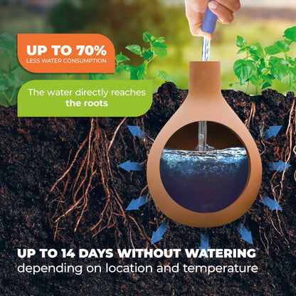 BioGreen Plant Self-Watering System Hydro MAX S | 0.3 gal | Irrigation Ø 23.6 in | Olla Made of Fired Clay | Environmentally Friendly | Terracotta Water Saver for Gardens, Vegetables & Raised Beds