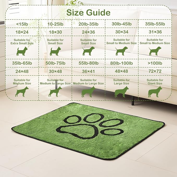 Qeils Reusable Dog Pee Pads, 2 Pack Super Absorbent & Leakproof Washable Puppy Pads with Soft Green Top Layer, for Potty Training, Crates, Couch, Car Seats & Pet Beds, 18"x 30"
