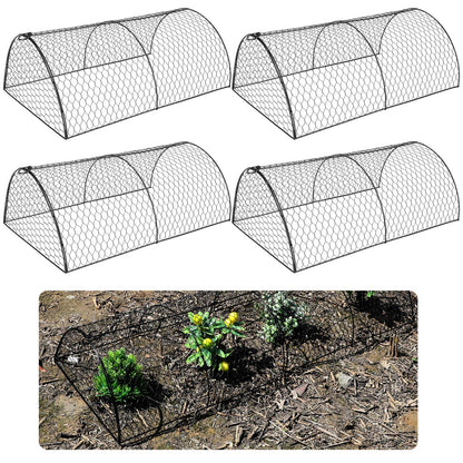 Tandefio 4 Pack Chicken Wire Cloche Plant Protectors from Animals 18.5 x 8 Inch Garden Cloches for Plants to Keep Bunnies Chicken Squirrels Birds Wild Animals Out, Arch Metal Tunnel Garden Cages