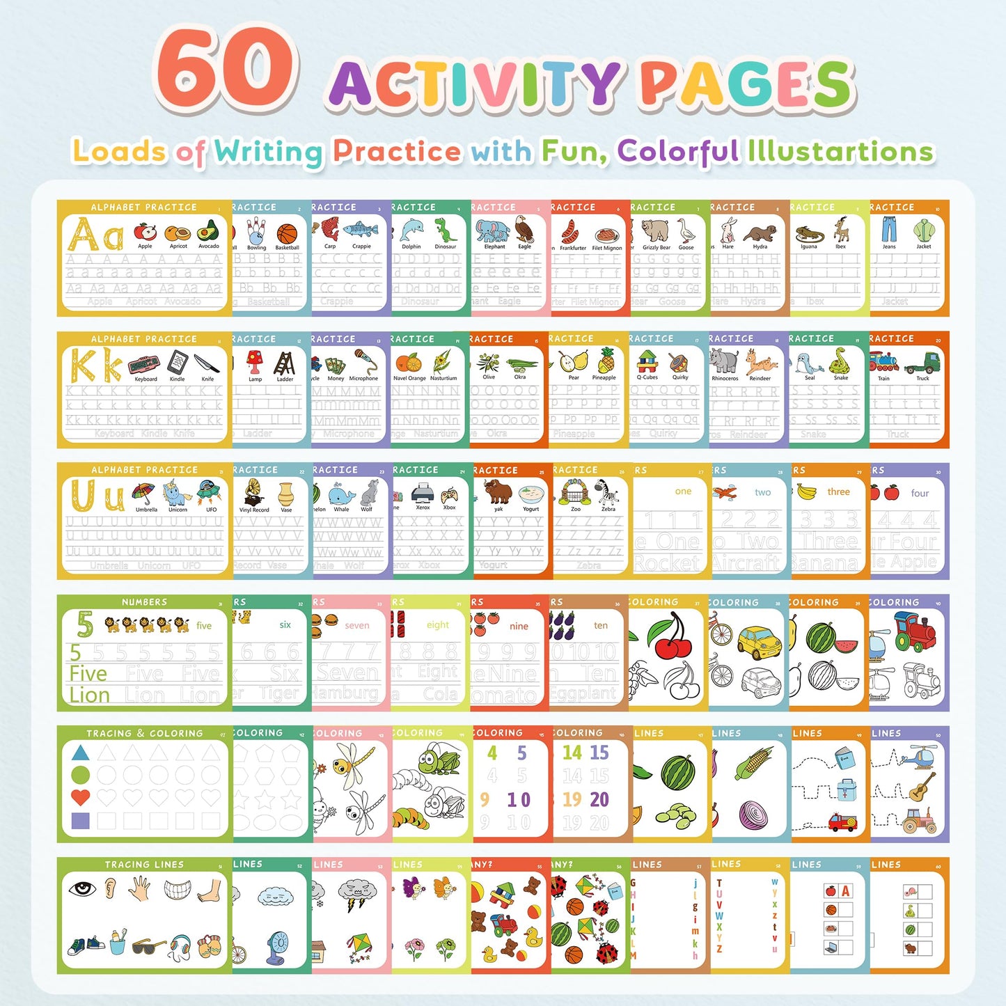 Fabeto Preschool Learning Activities Educational Workbook: Prek Handwriting Practice Tracing Busy Book - Toddlers Educational Toys - Autism Learning Materials | Montessori Games for Kids Age 3 4 5