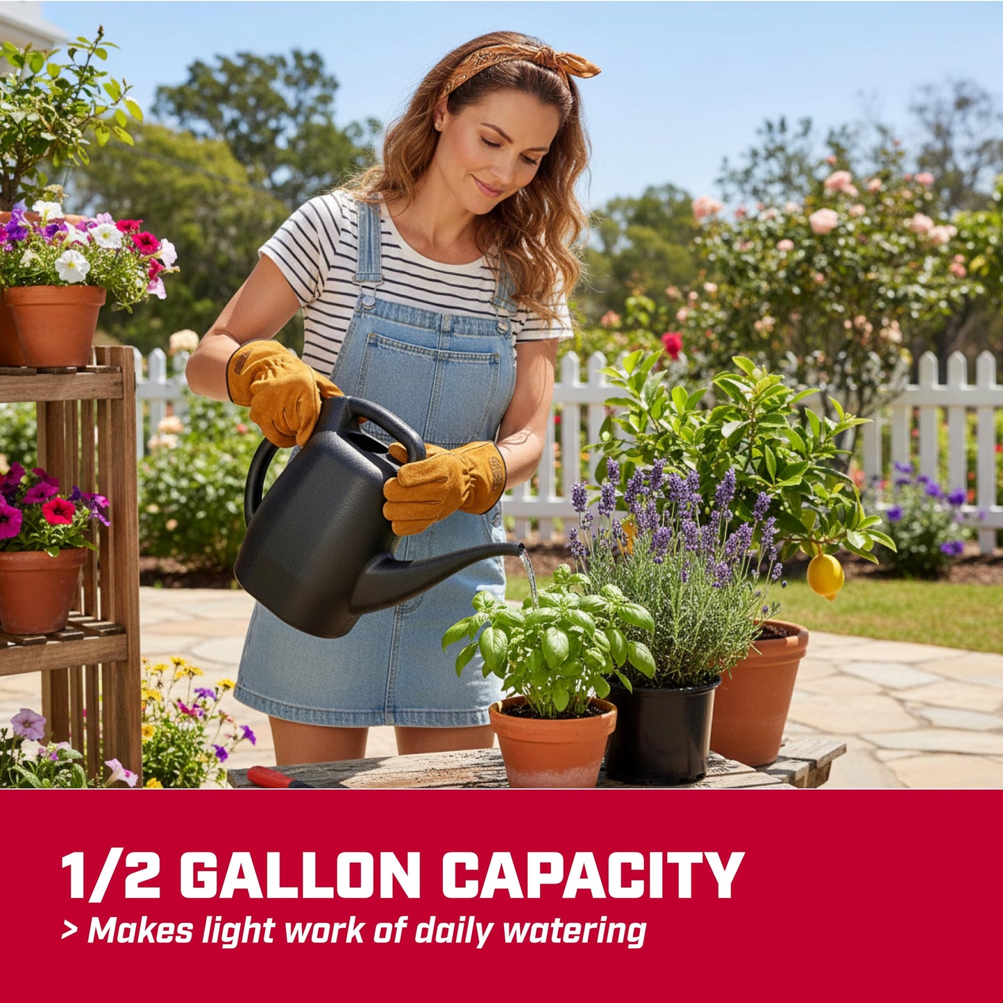 Chapin 48000 Watering Can, Garden, Indoor and Outdoor Plants, Recycled Plastic, Made in USA, Black, 1/2 Gallon