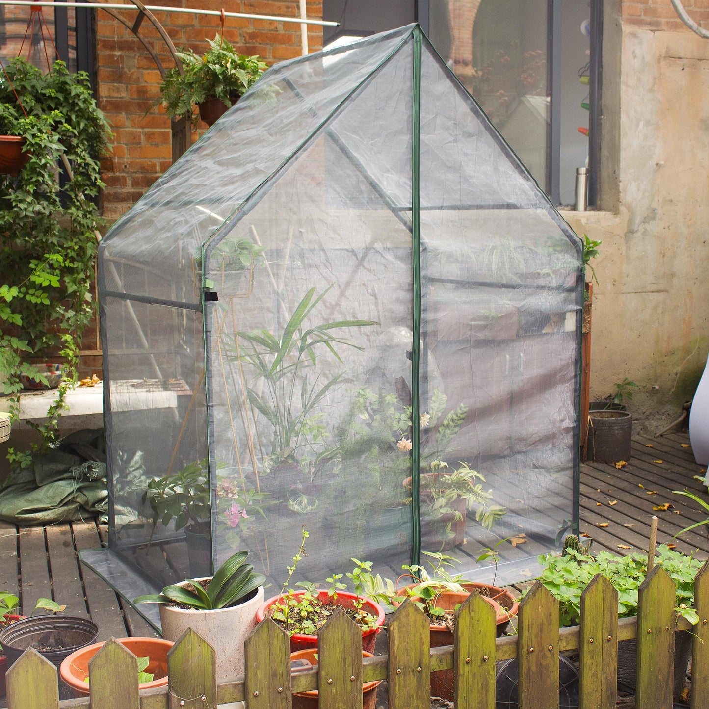 Gardzen Mini Greenhouse with Mesh Cover, Portable Outdoor Greenhouse, Enhanced Ventilation, Ideal for Spring, Summer & Fall 36.2"(L) x53.3(W) x66.1(H)
