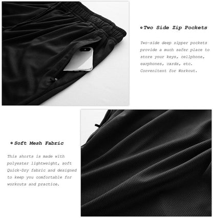 G Gradual Men's 2 Pack 7" Workout Running Shorts Quick Dry Lightweight Gym Shorts with Zip Pockets (2 Pack: Black/Black Large)