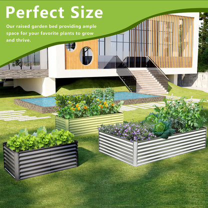 Ayen Guard 2PCS 4x2x2FT Galvanized Raised Garden Bed,Galvanized Planter Boxes Outdoor, Large Metal Raised Garden Beds for Vegetables-Silver