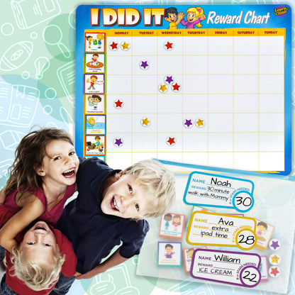 Learn & Climb Kids Responsibility Chart Magnetic Board, 63 Chores, Potty Train Tasks, Multiple Kids (Magnetic)