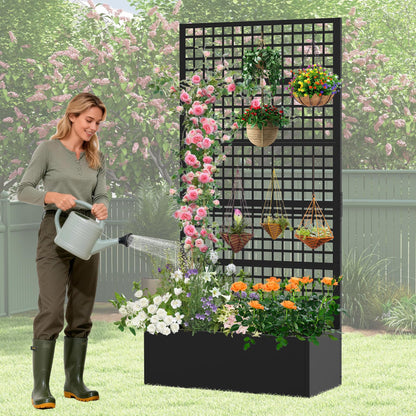 Toriexon Metal Planter Box with Trellis 47" L x 16" W x 72" H, Raised Garden Bed with Privacy Screen, Privacy Planters for Climbing Plants, Flowers, Vegetables, Fruits