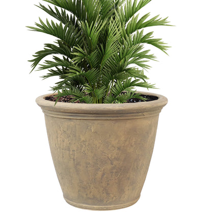 Sunnydaze 24-Inch Anjelica Large Plastic Pot for Plants - Outdoor Double-Walled Large Plastic Planter with Drillable Drainage Holes - Beige