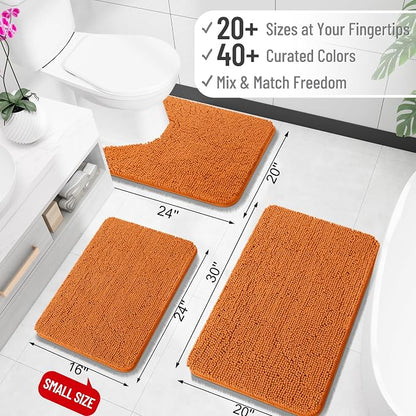 OLANLY Bathroom Runner Rugs 47x20, Extra Soft Absorbent Chenille Bath Rugs, Rubber Backing Quick Dry, Machine Washable Long Bath Mats for Bathroom Floor, Tub and Shower, Home Decor Accessories, Clay