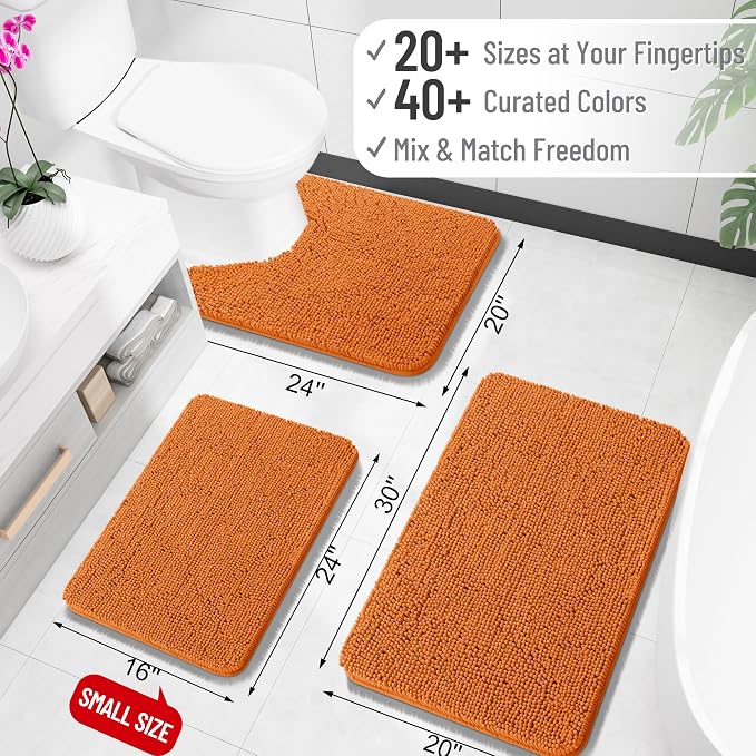 OLANLY Bathroom Runner Rugs 47x17, Extra Soft Absorbent Chenille Bath Rugs, Rubber Backing Quick Dry, Machine Washable Long Bath Mats for Bathroom Floor, Tub and Shower, Home Decor Accessories, Clay