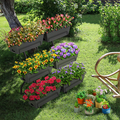 Raised Garden Beds with 6 Garden Planter Boxes Indoor Outdoor Vertical Raised Bed for Gardening Standing Planter Box with Legs, 3 Tier Elevated Herbs Flowers Garden Planter for Patio, Balcony, Gray