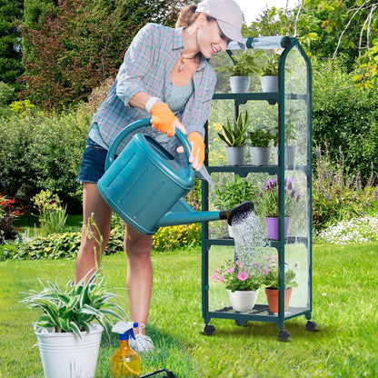 Ohuhu Mini Greenhouse for Indoor Outdoor, Small Plastic Plant Green House with Locking Wheels Portable Greenhouses with Durable Cover for Seedling, Ideal Gardening Gifts for Women Men Transparent