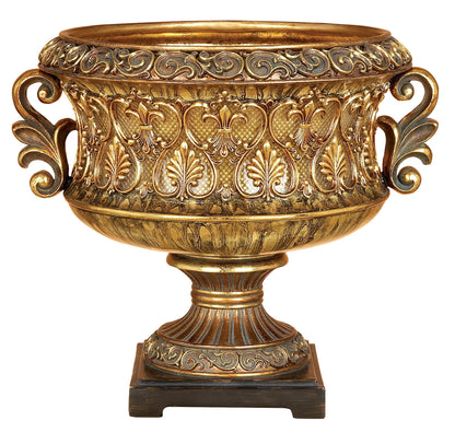 Deco 79 Polystone Decorative Decorative Bowl Ornate Decorative Container, Decorative Keepsake Box 15" x 10" x 13", Gold