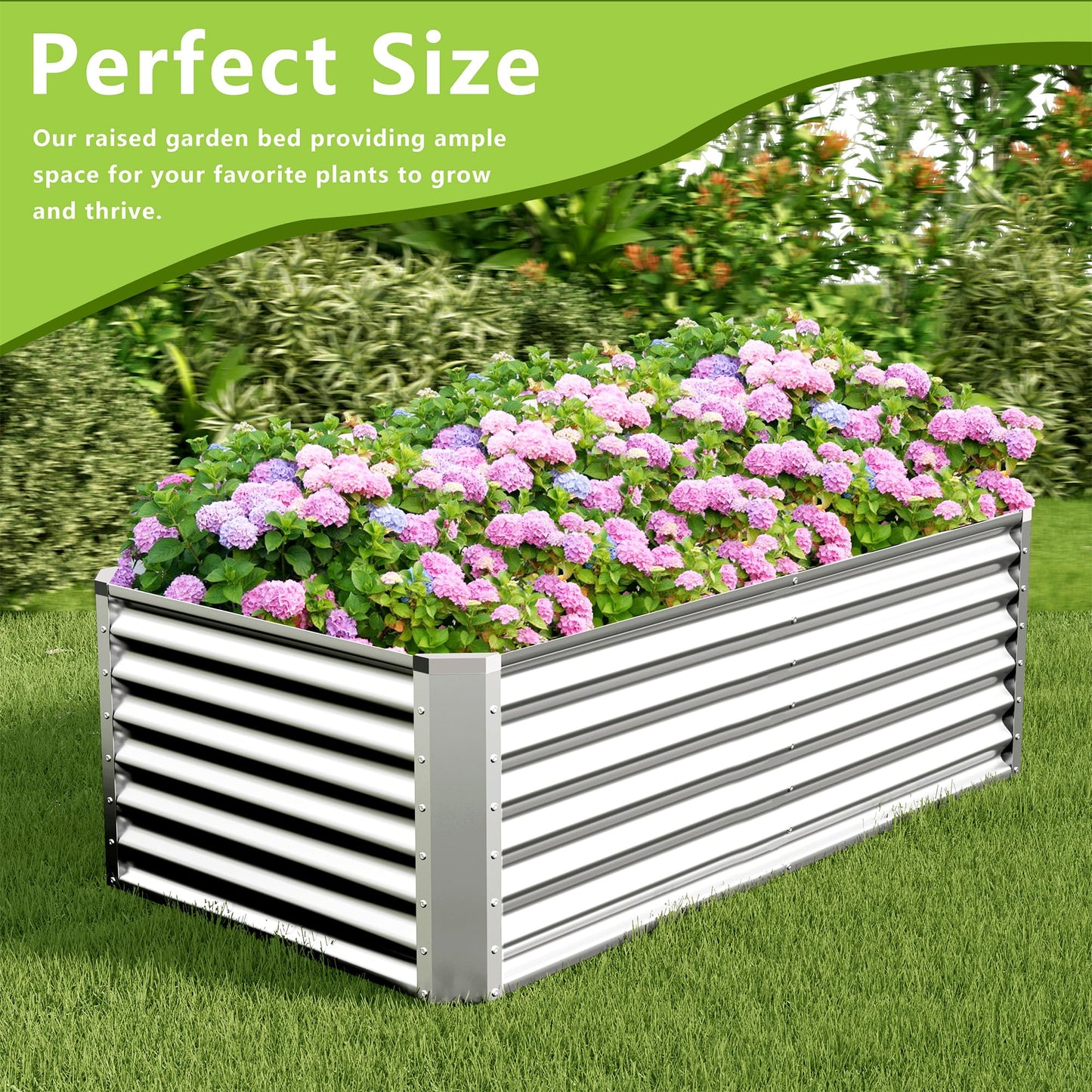 Ayen Guard 6x3x2FT Galvanized Raised Garden Bed,Galvanized Planter Boxes Outdoor, Large Metal Raised Garden Beds for Vegetables-Silver