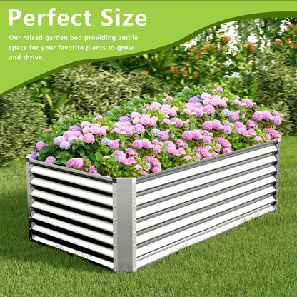 Ayen Guard 6x3x2FT Galvanized Raised Garden Bed,Galvanized Planter Boxes Outdoor, Large Metal Raised Garden Beds for Vegetables-Silver