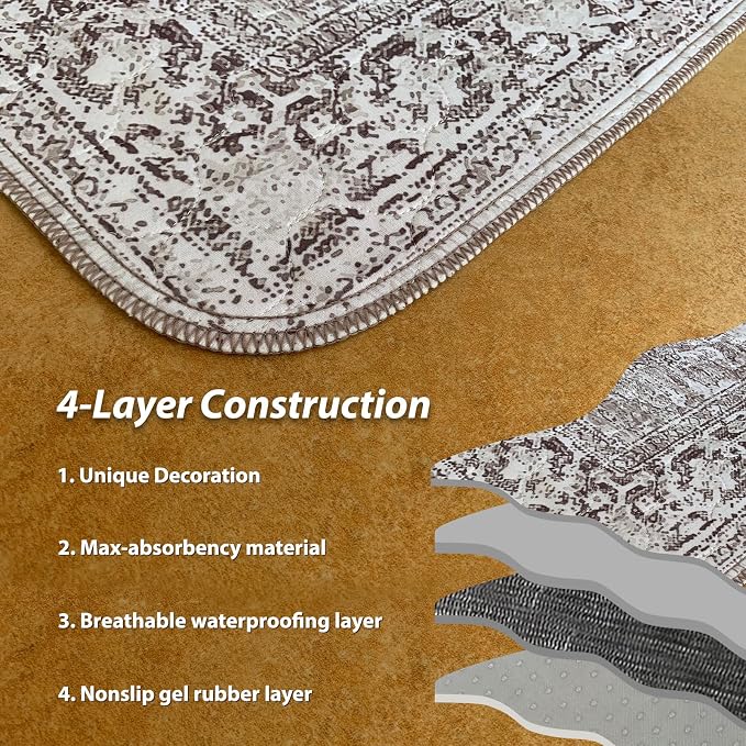 nunubaby Washable Pee Pads for Dogs, Stylish, Non-Slip and Leak-Proof Pee Pads. Reusable Potty Pads for Dogs for Crates and Floors.(Brown/Geo,72" x72" )