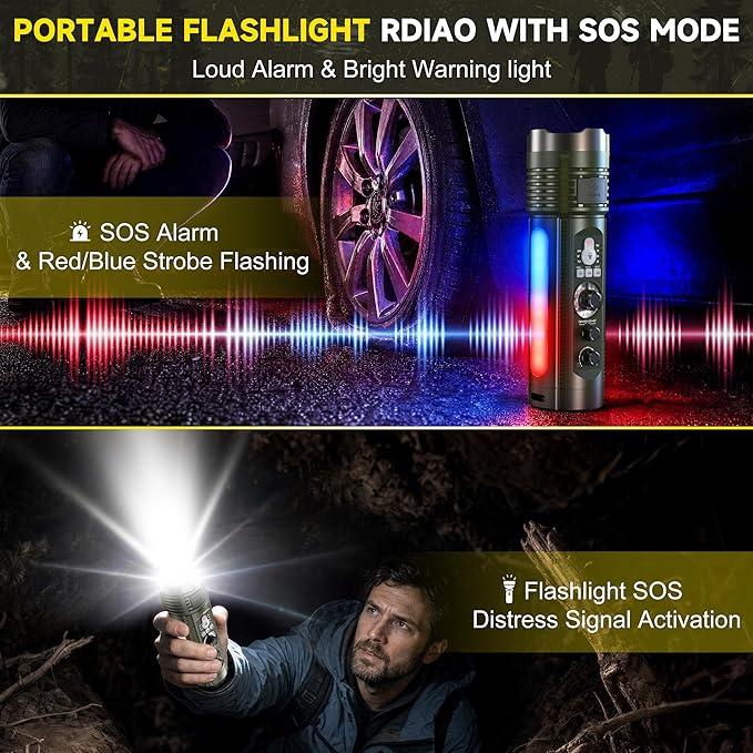 Emergency Crank Radio with AM/FM/SW, Portable Flashlight Radio | Bluetooth Speaker,Warning Light,Reading Lamp,SOS Alarm,with Emegrency Bracelet,Thermal Blanket