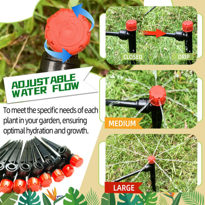 60PCS Push-to-Fit Drip Irrigation Emitters for 1/4 inch Irrigation Tubing, Adjustable 360 Degree Drip Emitter Sprayer with Stake, Irrigation Dripper Sprinklers for Drip Irrigation System