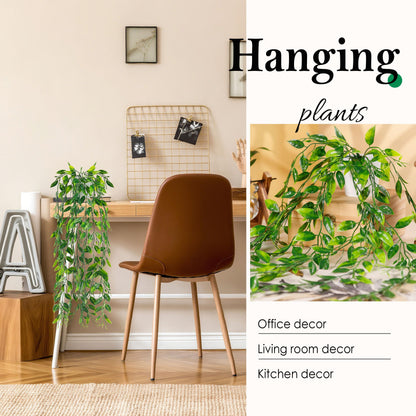 Der Rose 8Pcs Fake Plants Hanging Artificial Ivy Vine Faux Eucalyptus Hanging Plants for Home Boho Wall Shelf Indoor Outdoor Decor (White Pots)
