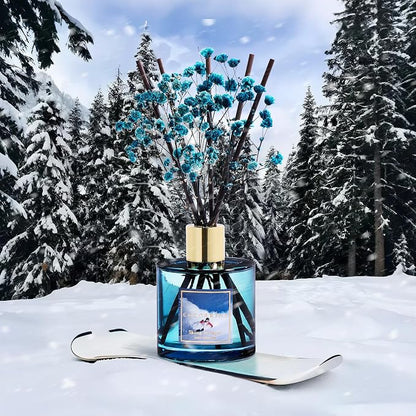 COCORRÍNA Reed Diffuser - Skiing in Aspen Reed Diffuser Set with 8 Sticks & Preserved Baby's Breath, Reed Diffuser for Home Bathroom Shelf Decor