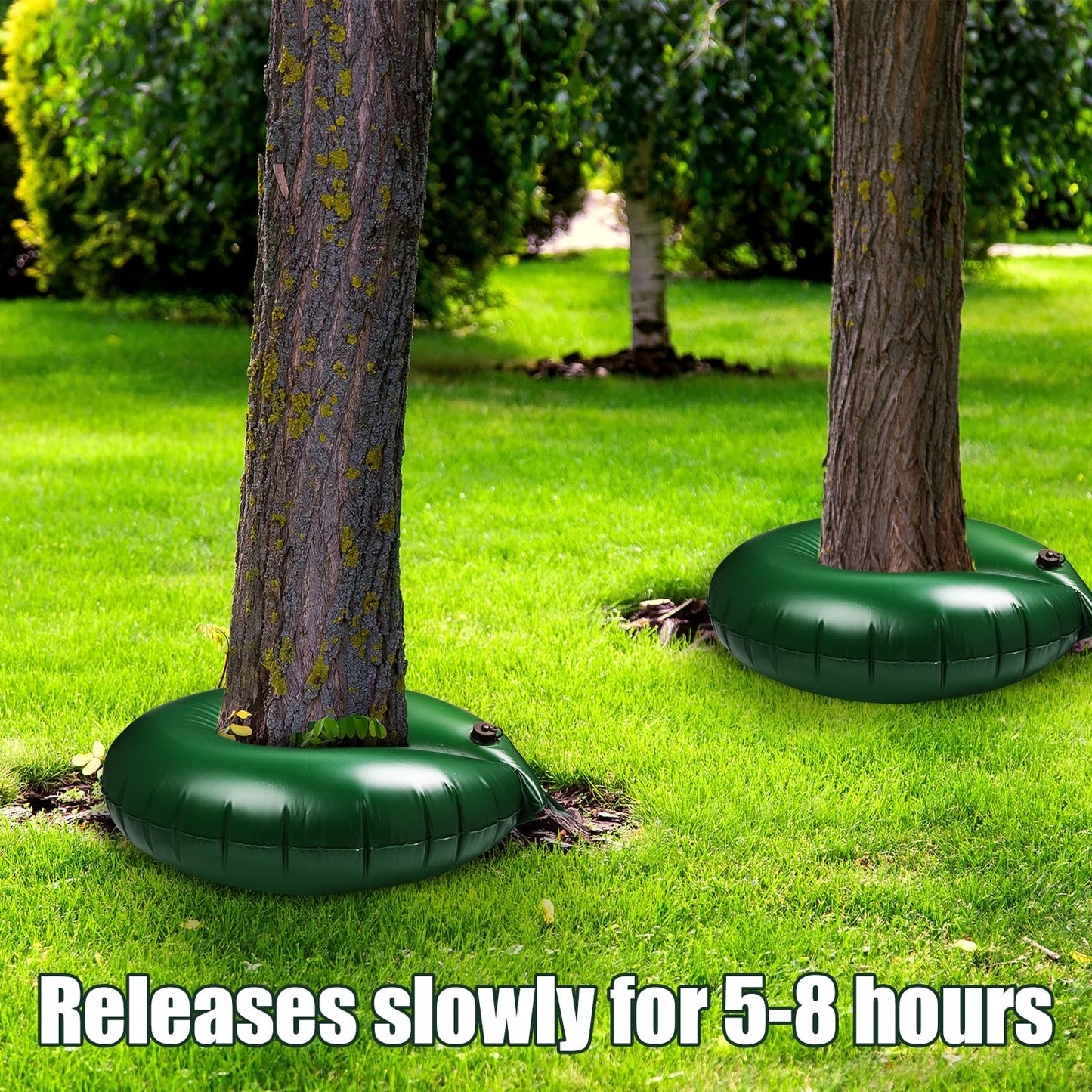 Foaincore 6 Pcs 10 Gallon Heavy Duty Tree Watering Ring PVC Drip Irrigation Deep Tree Root Watering Bag Round Trees Slow Release Water Pouch Planting Drip Irrigation Rings for Gardening Supply(Green)