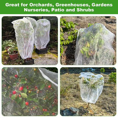 Large Fruit Tree Netting, 2 Pack 10x10Ft Garden Netting Pest Barrier Mesh Covers Bags with Zipper and Drawstring Insect Bird Cover Netting Plant Protection Covers for Vegetables Bushes