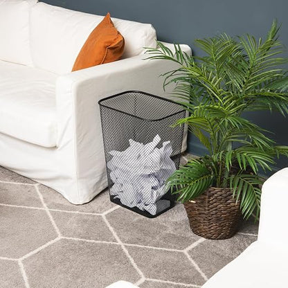 Mind Reader Executive Waste Paper Bins, 10 Gallon, Black, Set of 2 | Metal Mesh, Solid Bottom, Non Slip Pads, Office and Home