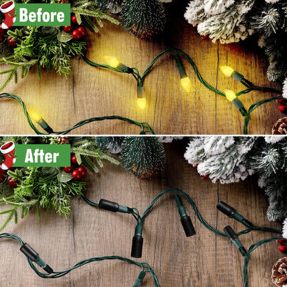 Cinnvoice 20 Pcs No Glow Christmas Bulbs Light Caps Compatible with C7 LED String Lights Rubber String Lights Caps Soft Christmas Light Caps Blackout Light Cap Covers