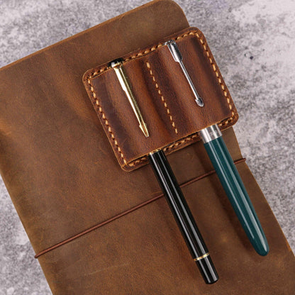 Leather A5 Travelers Notebook Cover with Inner Pockets and Card Slots and Pen Holder (Inches, A5-8.3 x 5.8)