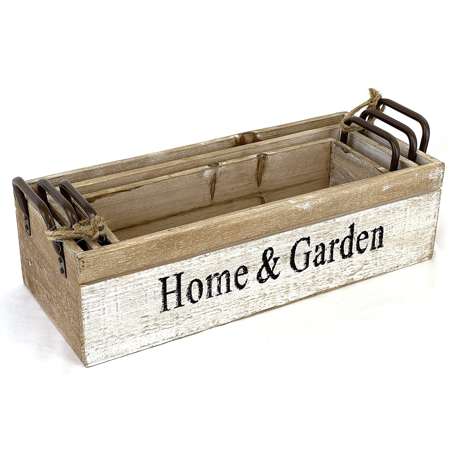 allgala 3-PC Set Wooden Boxes Planter Trough for Flower pots - Indoor Outdoor Decoration - Storage Display Boxes