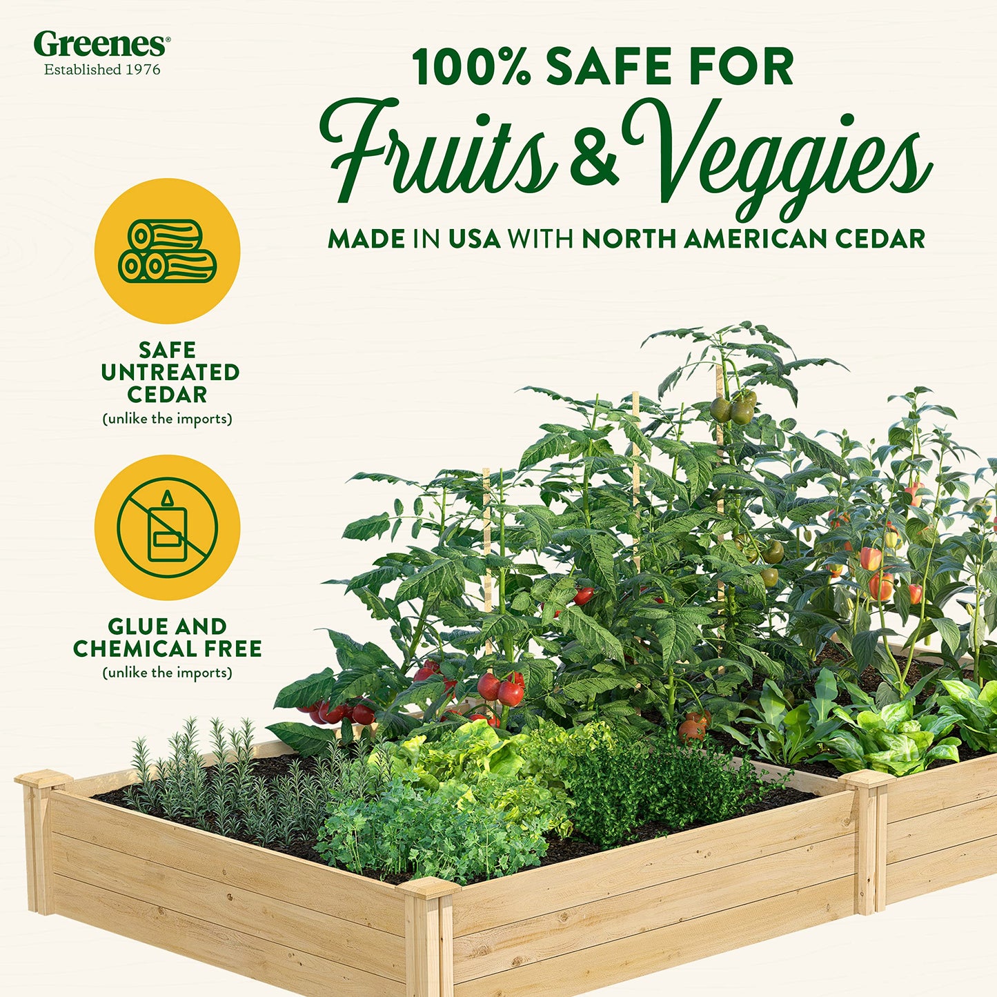 Greenes Fence Premium Cedar Raised Garden Bed, 4' x 8' x 10.5" (3/4" Thick) - Made in USA with North American Cedar