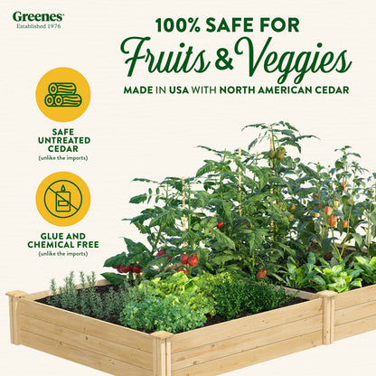 Greenes Fence Premium Cedar Raised Garden Bed, 4' x 8' x 10.5" (3/4" Thick) - Made in USA with North American Cedar