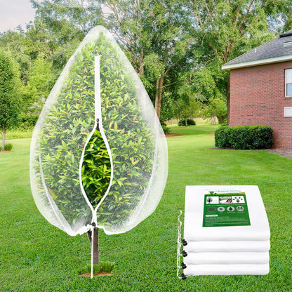 4PCS Fruit Tree Netting with Drawstring and Zipper, 3.93 * 4.92ft Blueberry Bush Netting Cover, Insect Netting for Garden, Garden Fruit Nets Protection from Anti Birds, Bugs