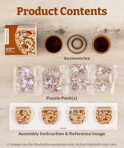 PieceRelax 3D Puzzle Planter - Retro Tiles - Danish Folklore Style, for Mom, Home Decor Flower Pots for Indoor Cactus, Succulents Pots [K1104]