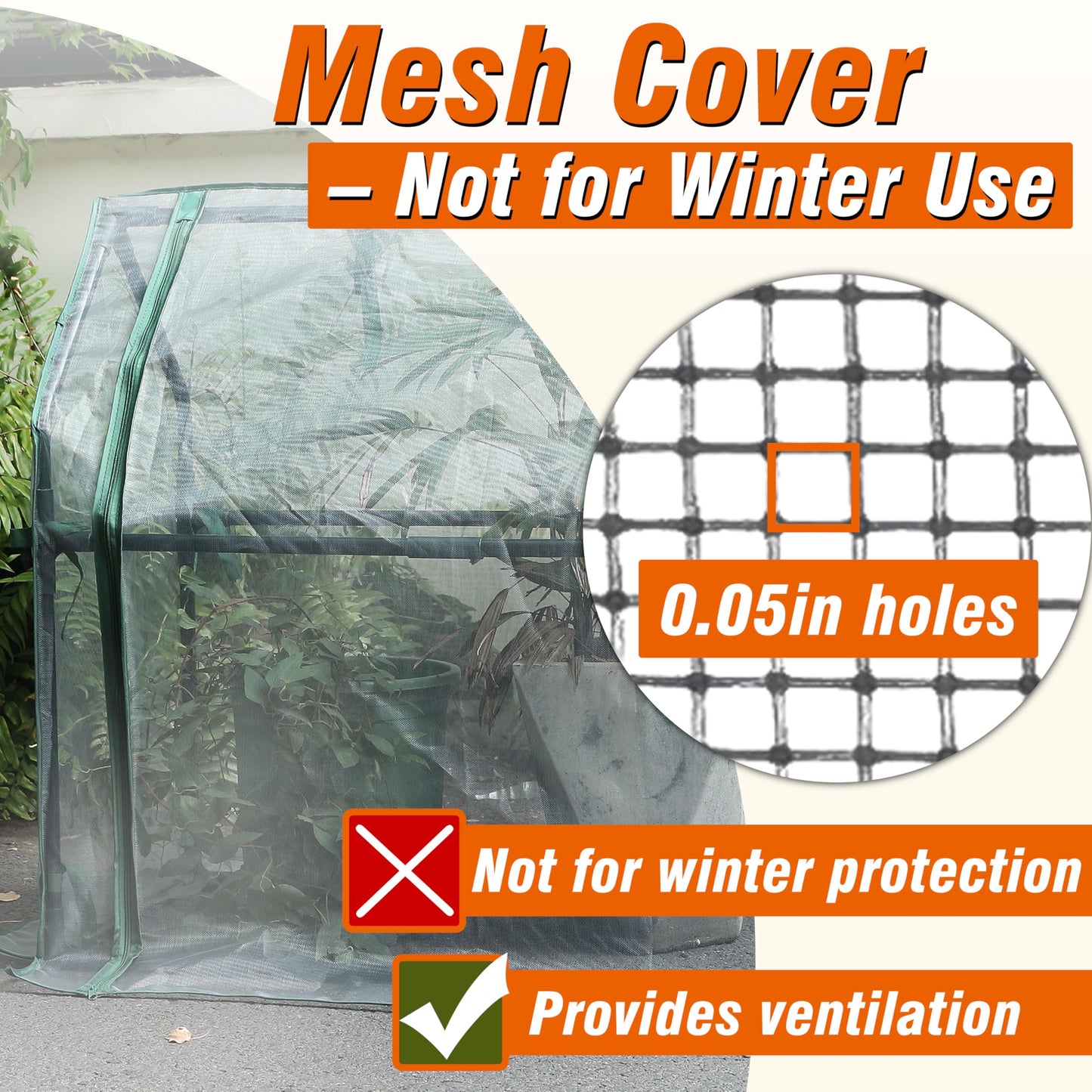 Gardzen Mini Greenhouse with Mesh Cover, Portable Outdoor Greenhouse, Enhanced Ventilation, Ideal for Spring, Summer & Fall 36.2"(L) x53.3(W) x66.1(H)