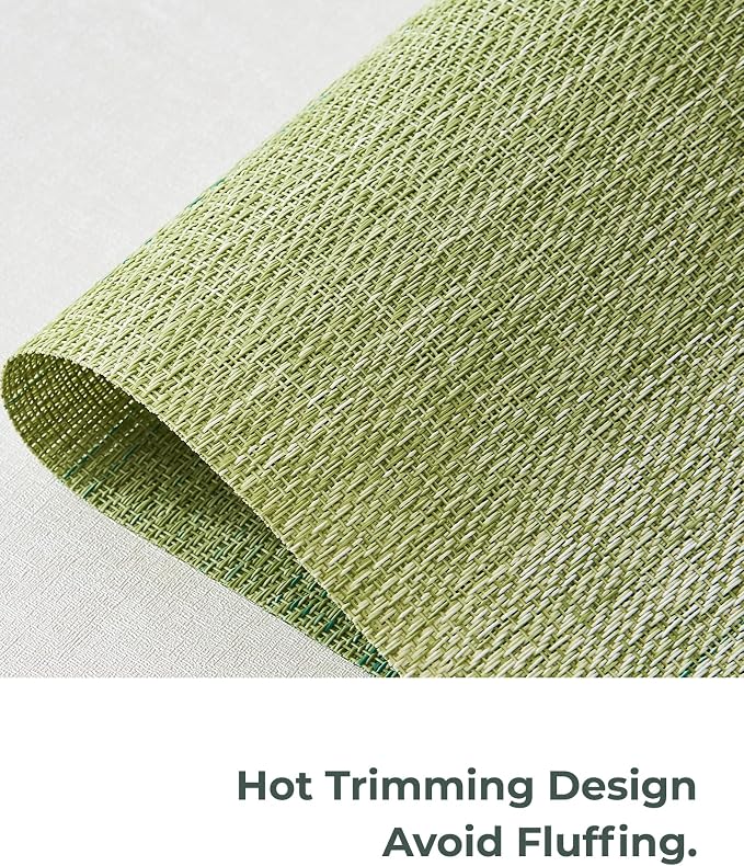 Leetaltree Gradient Green Woven Placemats Set of 4 - Heat Resistant Non-Slip Place mats for Dining Table, Washable Durable PVC Vinyl Woven Table Mats(Gradient Green, 4)