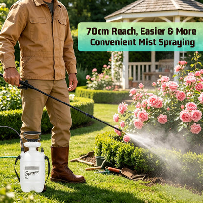 4L Watering Can for Hanging Plants, Adjustable 360° Flexible Nozzle Long Reach Plant Watering Sprayer, No Battery Needed, with Shoulder Strap for Indoor Garden High Plants & Hard-to-Reach Areas