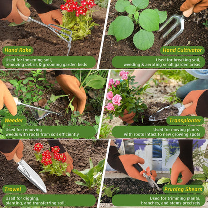 22Pcs Gardening Tools Set for Women Heavy Duty Garden Hand Tools Kit Birthday Gifts for Mom Wife Grandma Beginner Gardening Accessories with Tote Bag/Shovels/Repotting Mat/Plant Labels/Gloves