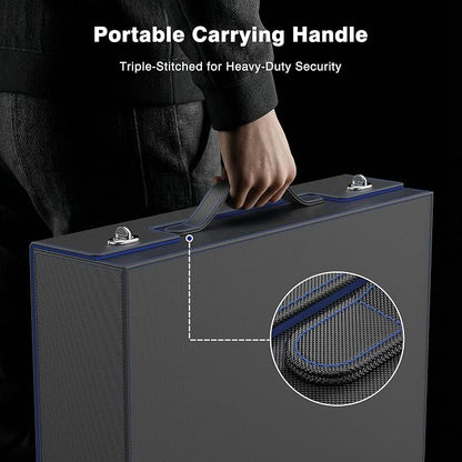 Kabinka MTG Card Storage Box with Handle & Mechanical Latch,5-Row 3900+ Commander Trading Card Case with Sealed Display Window,Top Loaders Organizer Deck Box for MTG/TCG/PTCG/Sports Cards (Black Blue)