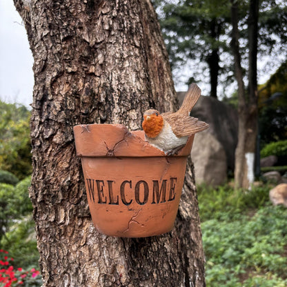 Yaoemei Bird Succulent Planter, Cute Bird Plants Pots, Indoor Outdoor Flowerpot Garden Decor, Bird Bonsai Flower Pot, Wooden Succulent Planter with Drainage for Yard Patio Lawn Balcony