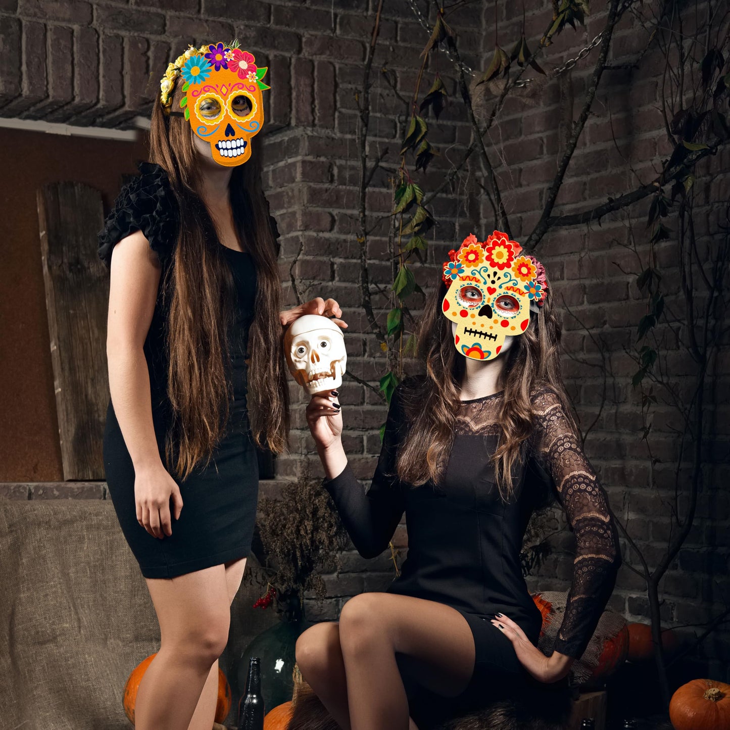 80UncleKimby 8PCS Dia De Los Muertos Masks - Halloween Felt Sugar Skull Crafts, Day of The Dead Costume Accessories Decorations Classroom Activities Party Favors