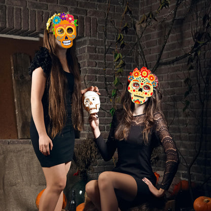 80UncleKimby 8PCS Dia De Los Muertos Masks - Halloween Felt Sugar Skull Crafts, Day of The Dead Costume Accessories Decorations Classroom Activities Party Favors
