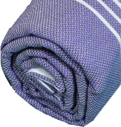 Bersuse Towels Anatolia XL Beach Blanket Throw Blanket Turkish Towel 100% Cotton Extra-Large Quick-Dry Lightweight Premium Peshtemal Towel - 61x82 Inches, Dark Purple (Set of 6)