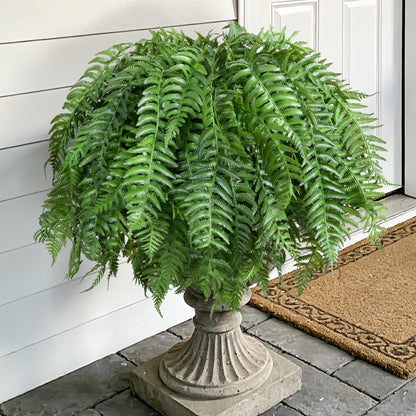 FancyPlus Artificial Plants Outdoor, UV Resistant Fake Fern Faux Plant Greenery for Outside Planter Patio Home Garden Decor 5 Branches (Basket Excluded)