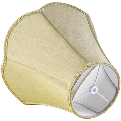 GO&SO Gold Lamp Shade Medium Bell Lamp Shades 2pc Edge Petal Braid Design Scalloped Lamp Shade,6"Top x 13"Bottom x 10.6"Vertical Height (Spider) Replacement Lampshades for Table Lamps - Easy Assembly
