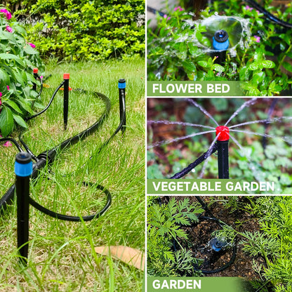 Riboud 60 Pack Drip Irrigation Emitters Sprays for 1/4 Drip Irrigation Tubing, Irrigation System for Garden (30 Pcs Emitters Vortex + 30 Pcs Emitters Stream)