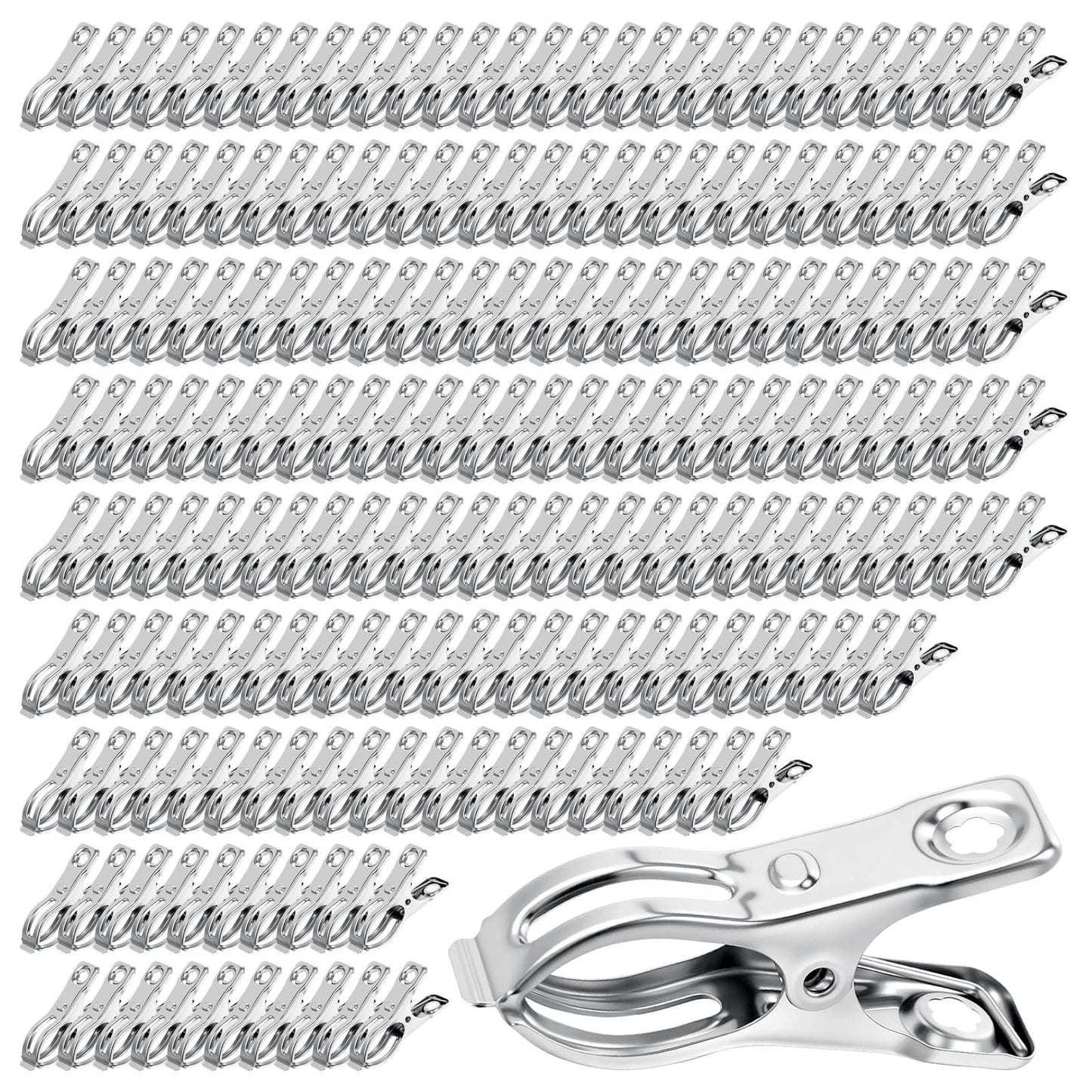 Upgraded 200 PCS Garden Clips, Greenhouse Clamps 100% Stainless Steel Heavy Duty Greenhuose Clips for Netting - Strong Grip to Hold Down Shade Cloth or Plant Cover on Garden Greenhouse Hoops