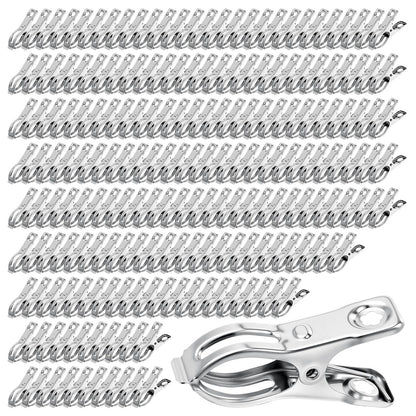 Upgraded 200 PCS Garden Clips, Greenhouse Clamps 100% Stainless Steel Heavy Duty Greenhuose Clips for Netting - Strong Grip to Hold Down Shade Cloth or Plant Cover on Garden Greenhouse Hoops